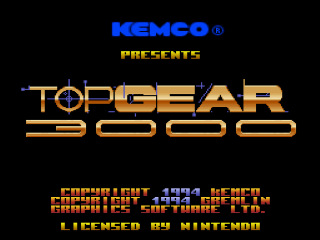 Top Gear 3000 title screen for Super Nintendo